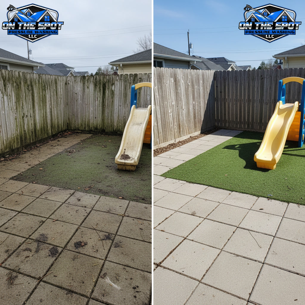 Daycare Fenced Play Yard Before and After